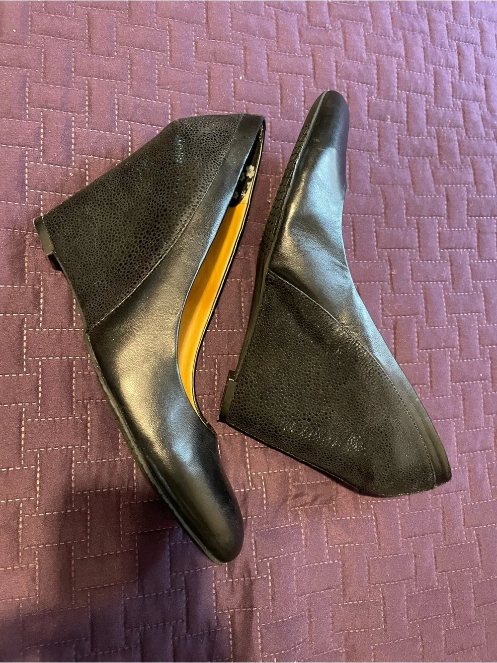Audrey Brooke Black Wedge Pumps